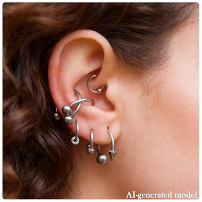 20G-00G Septum Rings horseshoes Nose Rings Hoops 316L Surgical Steel Snake Bites Lip Nipple Ring Cartilage Tragus Helix Rook Conch Daith Earrings Pa Piercing Jewelry for Women Men - style: 12G(2.0mm)-Dia:16mm