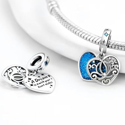 HappyStar 925 Sterling Silver Charms for Bracelets and Necklace Dangle Pendants Beads Charms Fits Charms Bracelets for Woman Jewelry Gifts (with one Spacer Bead Charms) - style: Lotus Flower Double Pendant Charm