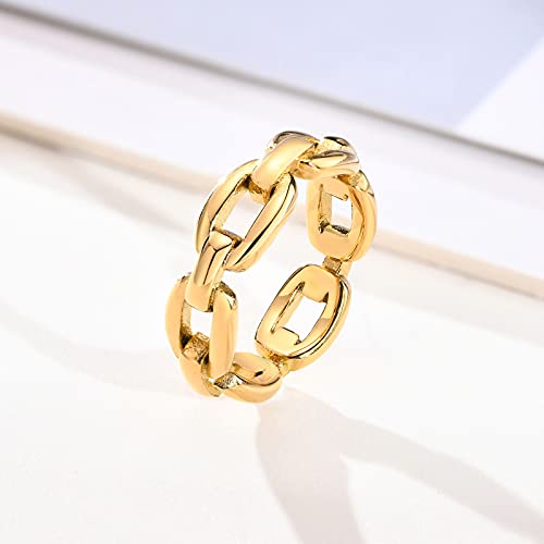VNOX 18K Gold Plated/Silver Stainless Steel Cuff Link Ring for Women - color: Gold Plated-Link