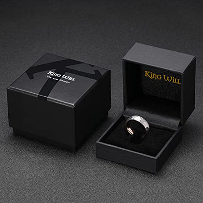 King Will Men's Tungsten Carbide Wedding Ring Hammered Groove Wedding Band Mens Two Tone Engagement Ring for Men and Women Matte Brushed Finish Comfort Fit - color: A 6MM Rose Gold-Silver