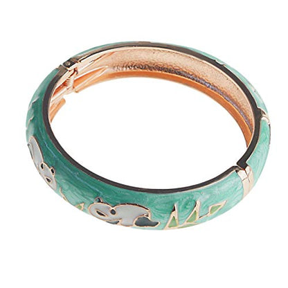 UJOY Cloisonne Chinese Panda Bracelets-Plated Gorgeous Handcrafted Gifts Enamel Bangles Set for Women 55C43 - color: 2 PCS Set-C43-Panda-Green
