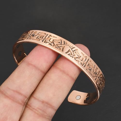 Pure Copper Cuff Bangle Bracelet 100% Solid, Raw & Uncoated Handmade Bracelets Jewelry Cuff Gift Bangle for Women & Men - color: Copper CB-105