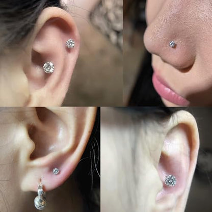 Threadless Bar G23 Titanium 20G 16G 18G Replacement Post Bar Flat Back Stud Earrings for Helix Cartilage Lobe Medusa Labret Nose Tragus Conch Piercing Jewelry - size: 20g 5mm, style: Disc 4mm,2Pcs Threadless Bars