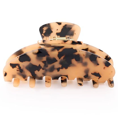 Tortoise Shell Hair Clip for Thick Hair Large Hair Claw Clips 4in - color: Leopard Print Brown Claw Clip