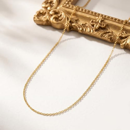 Gold Necklaces for Women 14K Gold Chain for Women Gold Cable Chain | Dainty Gold Cable Chain Necklace for Womens Simple Cable Chain for Men Necklaces 14-26” 14k gold necklaces for women men - size: 18in-45cm, style: 1.0mm