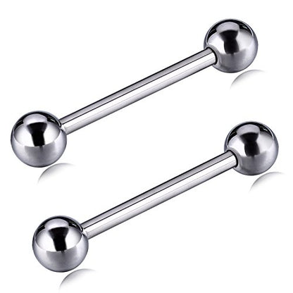 PEAKLINK Internally Threaded Nipple Rings Titanium Nipple Bars Piercing Jewelry 1 Pair Tongue Rings Eyebrow Jewelry Bridge Piercings - color: Silver Nipple Straight Barbell