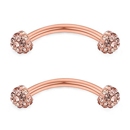 SCERRING 16 Gauge 10mm Curved Barbell Eyebrow Belly Lip Tragus Ring Piercing Jewelry - color: 6PCS - Rose Gold
