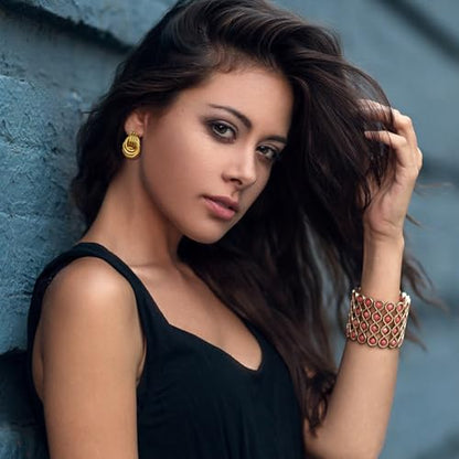 Chunky Gold Earrings For Women Trendy Statement Gold Plated Flower Shell Knot Dangle Earrings Lightweight Hypoallergenic Fashion Jewelry Set - color: gold-A