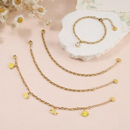UMAOKANG 10PCS Gold Stainless Steel Lip Chains Bracelet for Jewelry Making | PVD Gold Plating Hand Chain Bracelets Bulk Permanent Bracelet Kit - color: 10pcs Lip Gold