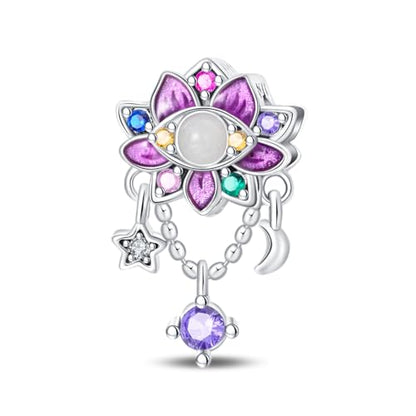 Pandach 925 Sterling Silver Charms Beads for Bracelets and Necklaces Butterfly and Headphones Pendants Clover Charms Jewelry Gift for Women - style: Dreamcatcher Lotus Charm