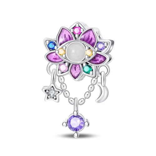 Pandach 925 Sterling Silver Charms Beads for Bracelets and Necklaces Butterfly and Headphones Pendants Clover Charms Jewelry Gift for Women - style: Dreamcatcher Lotus Charm