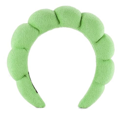 Spa Headbands for Washing Face Makeup Skin Care Headband Women Bubble Facial Beauty Headbands Puffy Shower Towel Band Hair Headband - color: Green