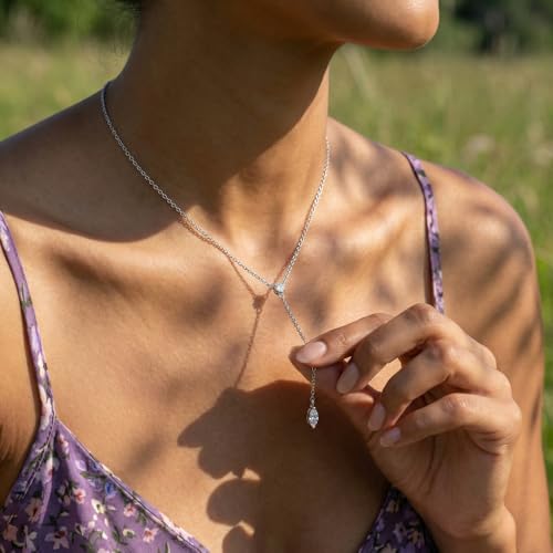 14k Gold Plated Layered Cubic Zirconia Pendant Necklace for Women | Gold Plated Clover Necklaces Stackable Dainty Cubic Zirconia Pendant Necklace，Mother's Day, Thanksgiving Jewelry Trendy gifts - color: silvery, style: Style4