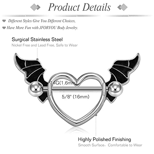 Nipple Ring with Choker Necklaces Stainless Steel Nipple Rings Chain Heart Cat Head Punk Chokers for Women Nipple Barbell Piercing Jewelry - color: Heart Style B