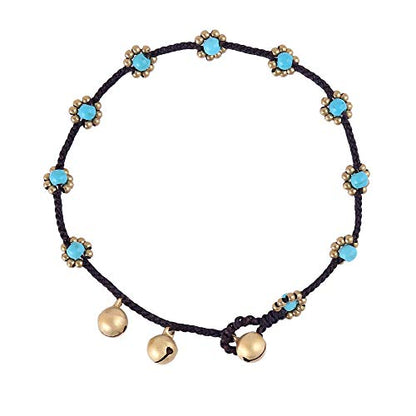 Made by Nami Boho Surfer Anklet Waterproof & Adjustable Beaded Anklets for Women Beachy Ankle Bracelet Made from Waxed Cotton Rope and Beads for Summer and Hippie Style - color: Turquoise Beads