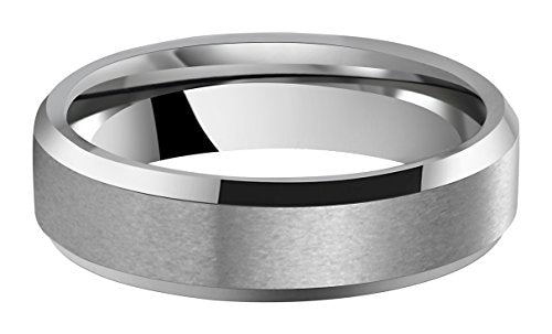 6mm 8mm 10mm Black Tungsten Wedding Band Ring Men Women Matte Finish Beveled Edges Comfort Fit Size 5 To 17 - color: Silver 6mm