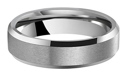 6mm 8mm 10mm Black Tungsten Wedding Band Ring Men Women Matte Finish Beveled Edges Comfort Fit Size 5 To 17 - color: Silver 6mm