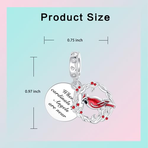 LUXILLA Love You Best Friend Grandma Wife Heart Charm 925 Sterling Silver Charms Fit for Bracelets Necklace Jewelry Gift for Women - color: Circle Red Hummingbird Charm