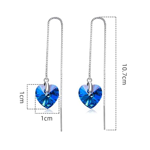 925 Sterling Silver Dangle Earrings with Charms Heart, Water drop, Moon, Star Long Drop Earring for Women Jewelry Gifts Hypoallergenic - color: ocean heart