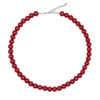 Long Simulated 10mm AAA Pearl Strand Necklace for Women Multicolor Pearl Choker Necklace 1920s Pearl Statement Necklace Costume Jewelry - color: 10mm Red