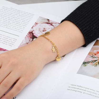Jude Jewelers Stainless Steel Summer Holiday Clam Sun Heart Charms Strand Bracelet - color: Gold