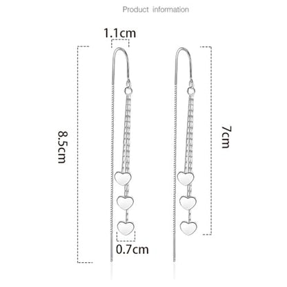 925 Sterling Silver Dangle Earrings with Charms Heart, Water drop, Moon, Star Long Drop Earring for Women Jewelry Gifts Hypoallergenic - color: heart-3 hanging