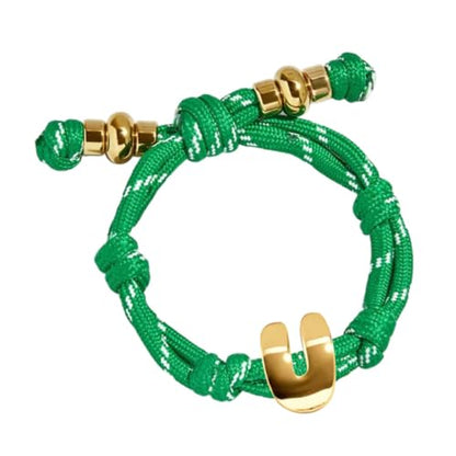 VLINRAS Bubble Initial Bracelet for Women Men, Green & Blue Knotty Puffy Letter Bracelets Gifts for Mom Dad Friends - color: Green- U