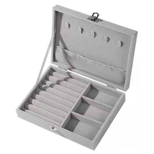 Jewelry Box for Women & Girls & Men Small Velvet Jewelry Organizer and Storage Case for Earring Ring Necklace (Gray)
