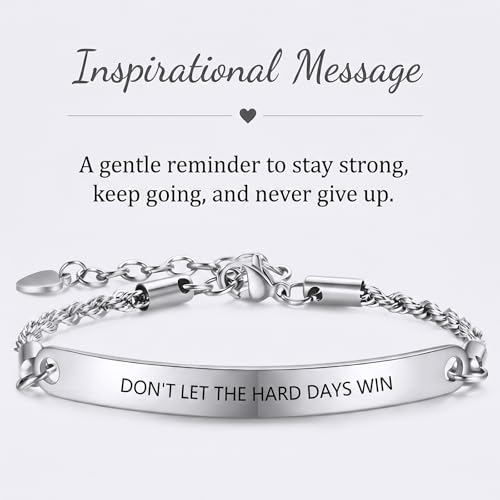 Frodete Dont Let The Hard Days Win Bracelet Inspirational Gifts for Women Adjustable Braided Tube Bracelet Gifts for Friends - color: B4：chain-silver