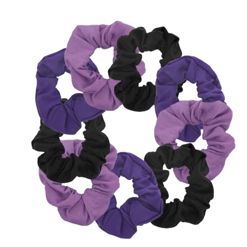 9 Pack Scrunchies Hair Ties (Purples) - color: Purples