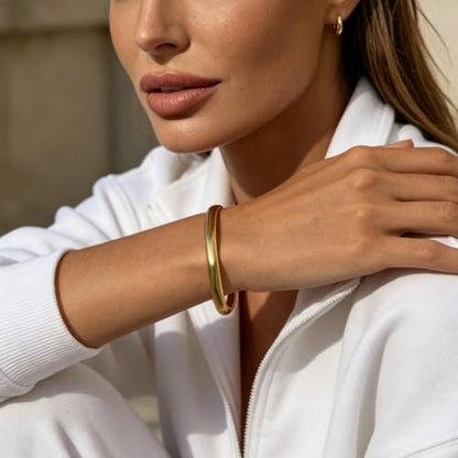 hotoo Gold Plated Bangle Bracelet for Women - style: Folded Surface