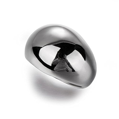 JAJAFOOK Stainless Steel Oval Mirror Signet Ring Wedding Band Rings for Men, Comfort Fit
