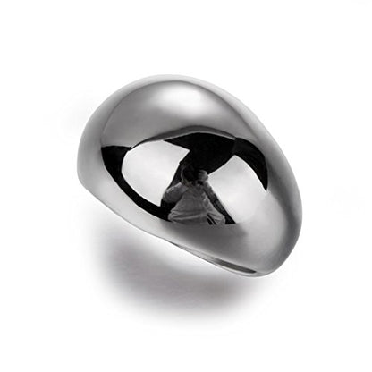 JAJAFOOK Stainless Steel Oval Mirror Signet Ring Wedding Band Rings for Men, Comfort Fit