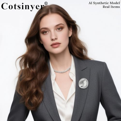 Stainless Steel Brooch Pin for Women & Men,Lapel Pin | Minimalist Statement Elegant Geometric, Sweaters Coat Suit Shawl Collar Shirt Coat Jacket Hat Dress Swim, Velvet Bag & Box - style: Circle-Silver
