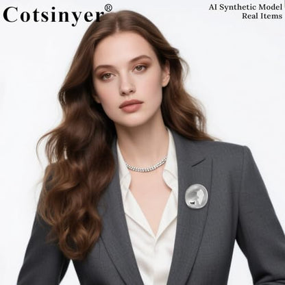 Stainless Steel Brooch Pin for Women & Men,Lapel Pin | Minimalist Statement Elegant Geometric, Sweaters Coat Suit Shawl Collar Shirt Coat Jacket Hat Dress Swim, Velvet Bag & Box - style: Circle-Silver