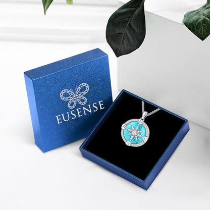 Compass Necklace for Women Men 925 Sterling Silver Pendant Urn Necklaces for Ashes Picture Locket Necklace Anchor Necklace Viking Necklace Crystals CZ Moonstone Abalone Shell Turquoise Compass Jewelry - color: Q-C-Compass Picture Locket, style: Locket