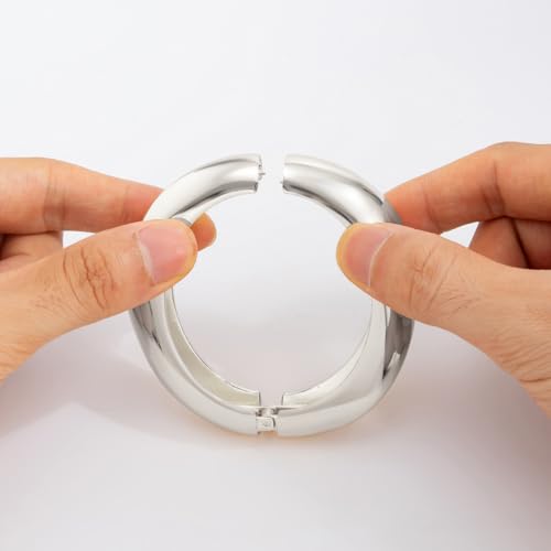 Chunky Gold Bangles for Women Gold Plated Stackable Bracelets Set Trendy Cuff Bracelets Stack Wrist Open Bangle Jewelry Gift Accessories - style: Silver