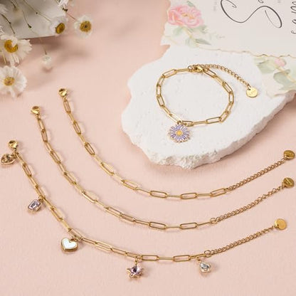 UMAOKANG 10PCS 6.5" Gold Paperclip Bracelet Chain Bulk for Jewelry Making | PVD Gold Plated Stainless Steel Bracelets Adjustable Hand Chain Bracelet Set - color: 10pcs Gold