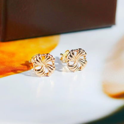 14K Gold Plated Sterling Silver Stud Earrings for Women, Vintage Button-Inspired Design with Rich Gold Tone, Classy Timeless Look, Hypoallergenic Jewelry Gift