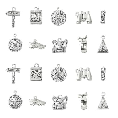 LiQunSweet 50 Pcs 10 Styles Camping Climb Mountain Climbing Boot Charms Hiking Bag Charms for Jewelry Making DIY Craft - color: Mountain Climbing Charm_10 Styles