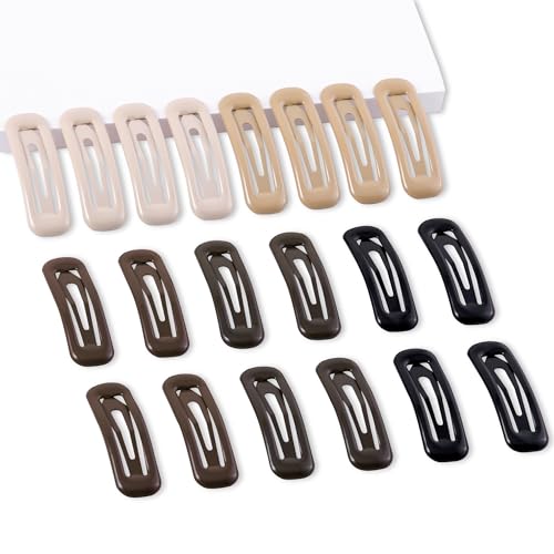 20 PCS Small Rectangle Hair Barrettes For Women Non Slips Snap Clips For Thin Fine Hair,Bright Black Brown Beige,1.97 x 0.55Inch - color: Bright Black Brown Beige