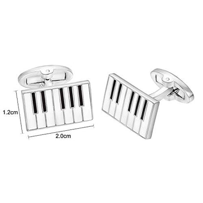 Yoursfs Novelty Sunflower/Love Knot/Architect Cufflinks for Men Funny Stainless Steel Cufflinks Personalized Cuff links Wedding Gift Fashion Jewelry - style: Piano Key Cufflinks