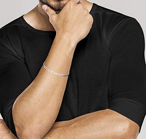 Miabella Italian 925 Sterling Silver 5mm Figaro Bracelet for Women Men | Solid Link Chain, Diamond-Cut, Fine Jewelry, Made in Italy - style: Length 7 Inches (women's small)
