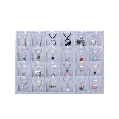 24 Grid Stackable Jewelry Tray Organizer with Removable Divider Velvet Tray | Jewelry Display Tray for Earrings Necklaces Bracelet Rings Display Showcase - Grey - color: Grey