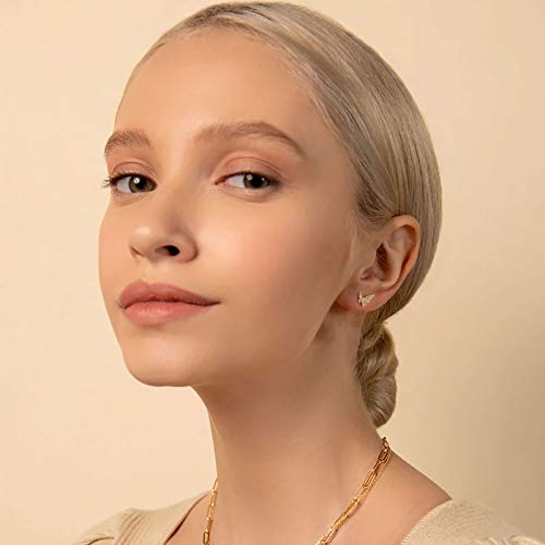 LOYATA Spike Earrings Gold Huggie Hoop Diamond Cubic Zirconia 14K Gold Plated Dainty Small Simple Hypoallergenic Geometric Jewelry Gift for Women - color: Butterfly