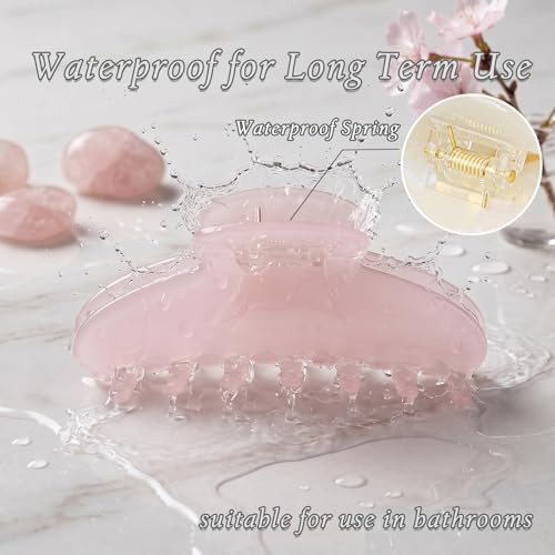 4.3 Inch Large Claw Clip for Thin Hair & Thick Half Ups, Cute Acetate French Hair Clips for Women, Non-Slip Secure Updos & Chic Daily Styles, Pink - color: Pink
