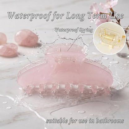 4.3 Inch Large Claw Clip for Thin Hair & Thick Half Ups, Cute Acetate French Hair Clips for Women, Non-Slip Secure Updos & Chic Daily Styles, Pink - color: Pink