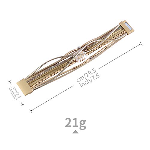 GelConnie Leather Cuff Bracelet Baroque Pearl Wrap Bracelet Gorgeous Gold Tube Bangle Boho Bracelet Bohemian Wristband Jewelry Gift for Women Wife - color: Leather Wrap Bracelet -Beige
