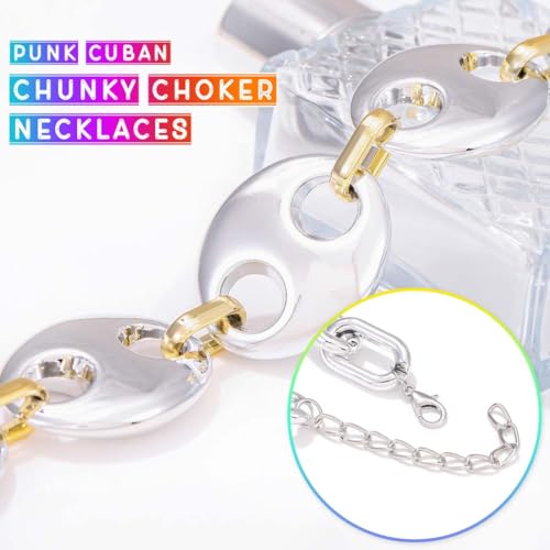 CLOACE Chunky Choker Necklace Gold Cuban Link Necklaces Chain Fashion Jewelry for Women - color: S-C