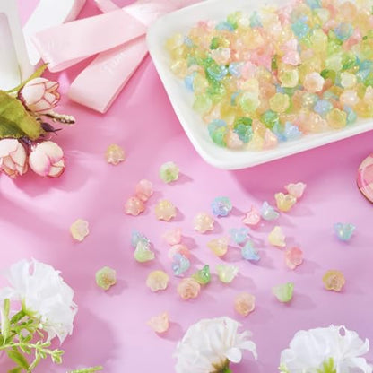200Pcs Flower Glass Bead Caps for Jewelry Making Cute Floral Crystal Glass Beads Bulk with Glitter Powder Beads Caps for Wind Chimes Handmade Earring Crafts Supplies - color: Mixed Crystals